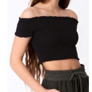Black brandy melville off the shoulder crop top